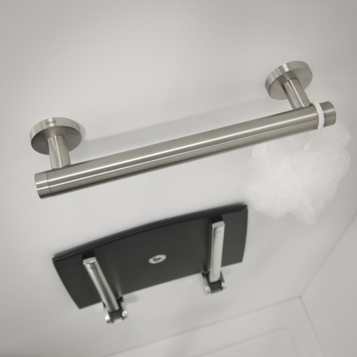 Tiger Boston Comfort & Safety, 30 cm Bath Handle, Brushed Stainless Steel - Left