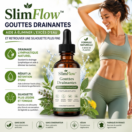 SlimFlow™ Gouttes Drainantes  Aide à Éliminer l'Excès d'Eau et Retrouver une Silhouette Plus Fine