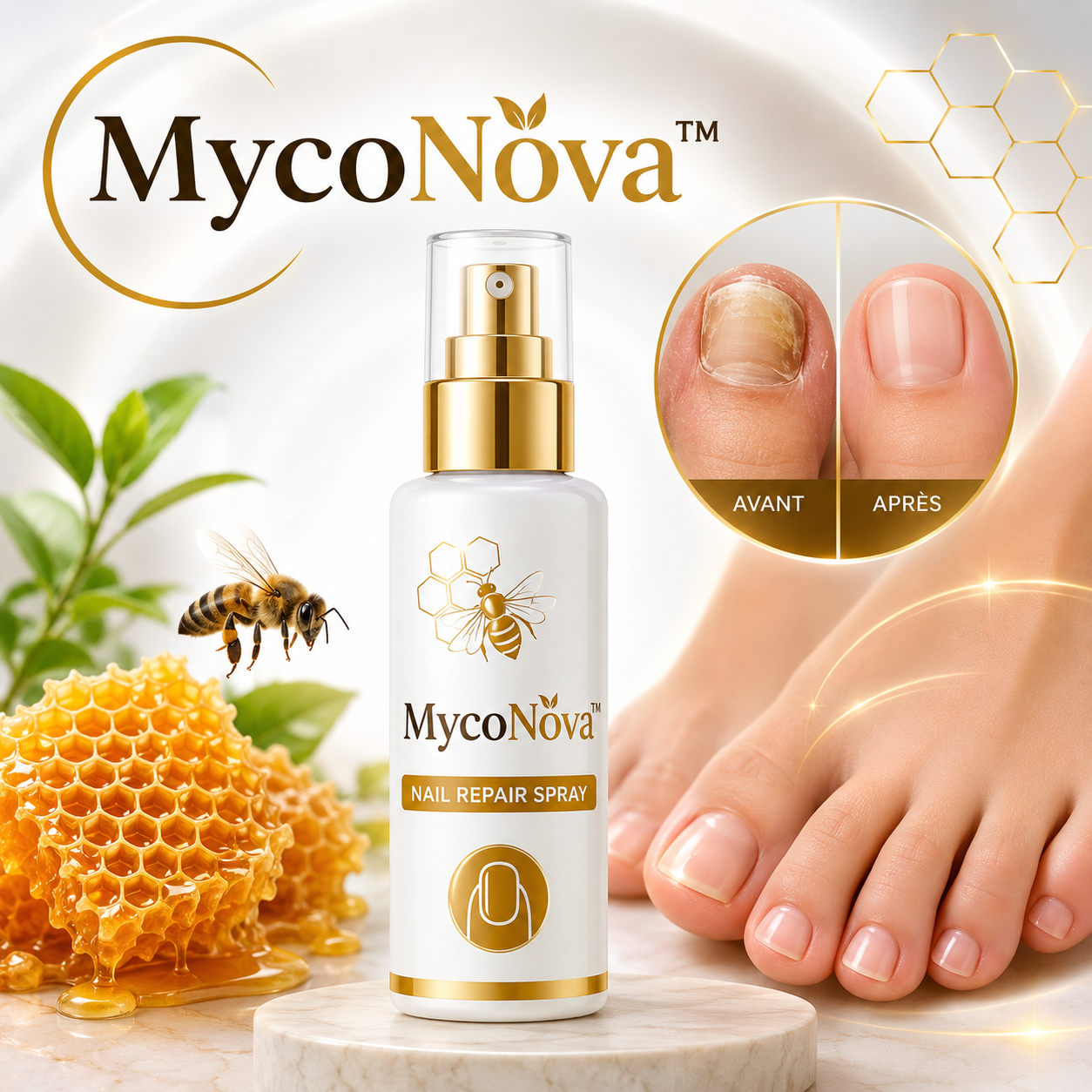 MycoRoyal™ Spray Réparateur des Ongles | Restaure des Ongles Sains, Clairs et d’Apparence Plus Belle en Quelques Semaines