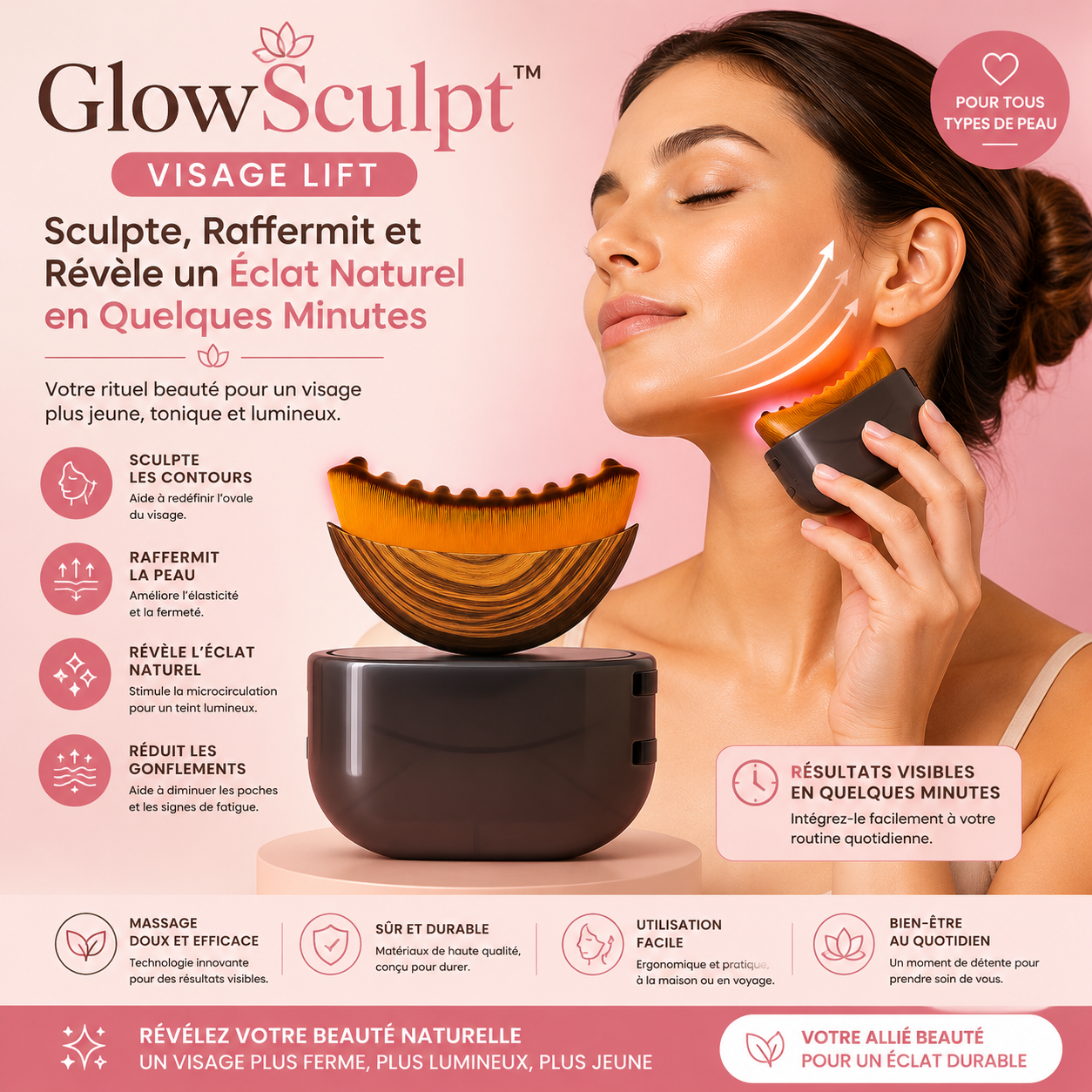 GlowSculpt™ Visage Lift | Sculpte, Raffermit et Révèle un Éclat Naturel en Quelques Minutes